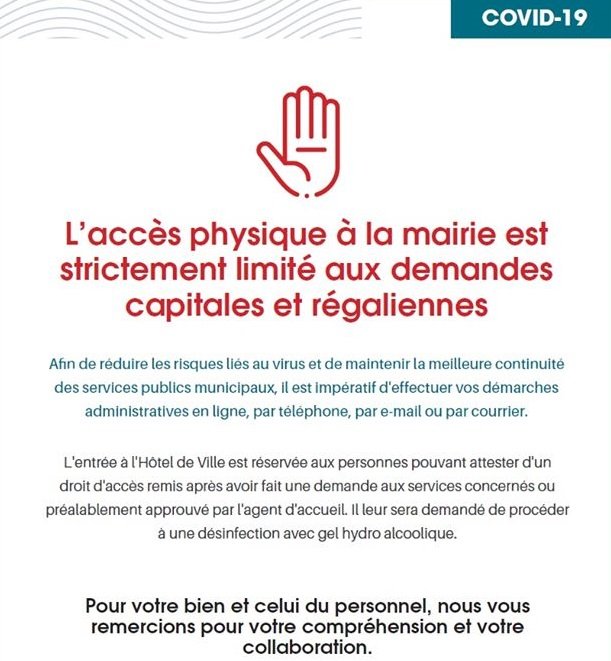 Accès physique à la mairie limité
