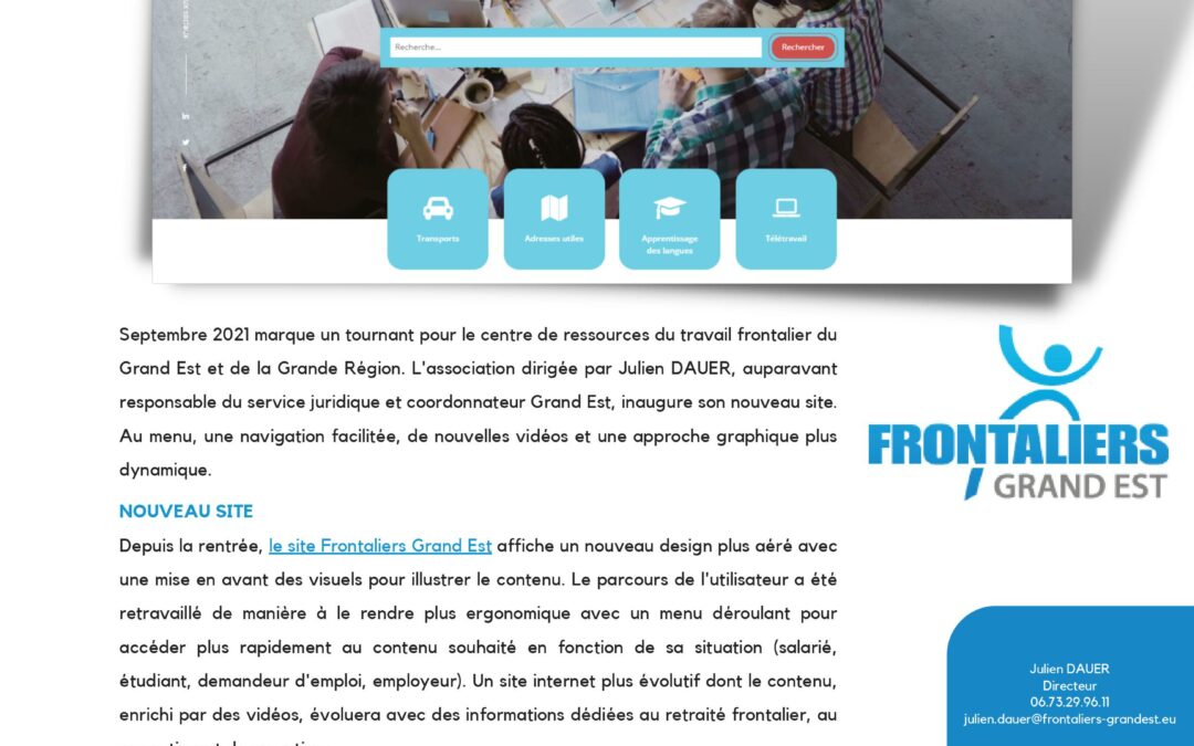 Nouveau site Frontaliers Grand Est et nouvelles vidéos tutoriels